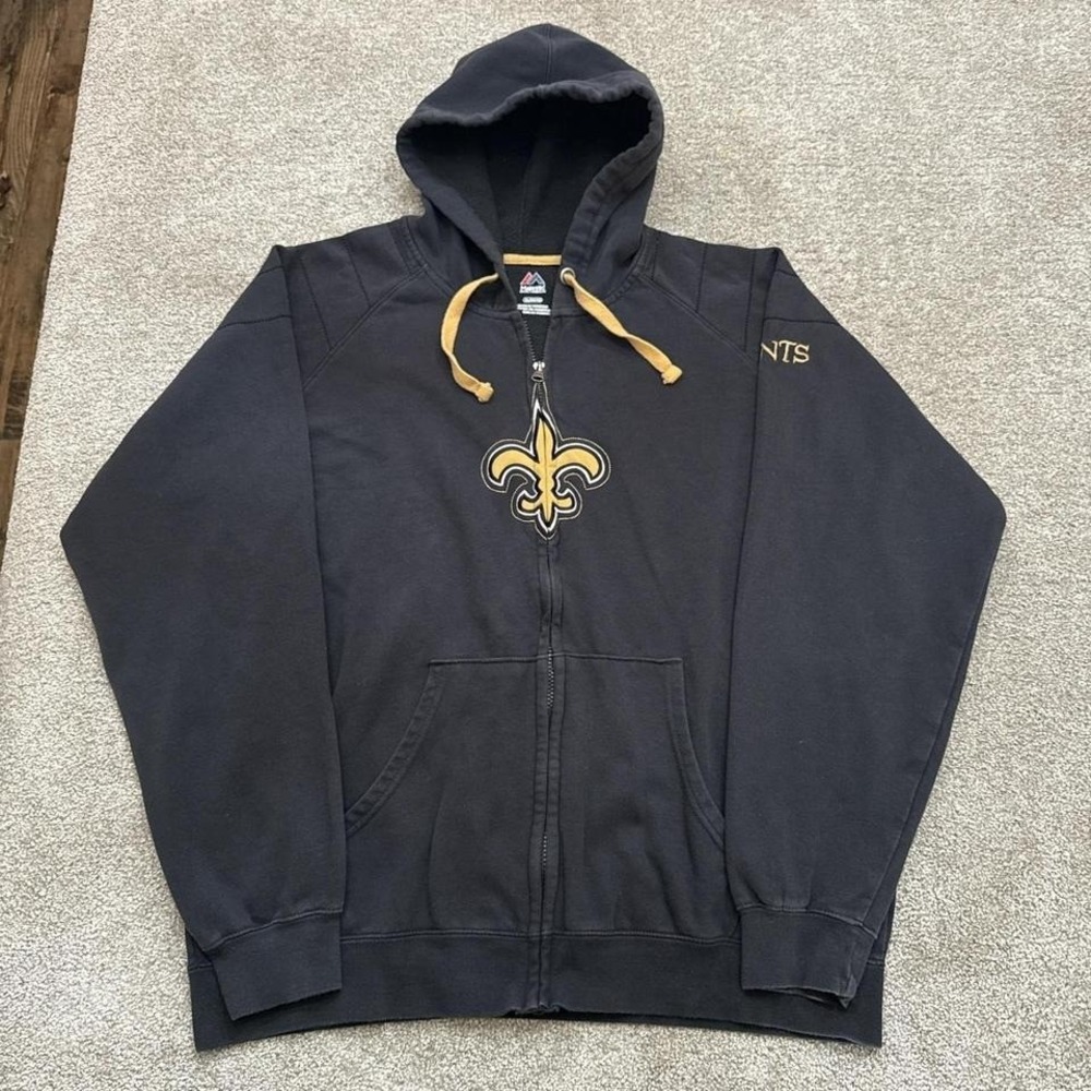 Majestic New Orleans Saints Full-Zip Hoodie Large NFL Team Apparel
